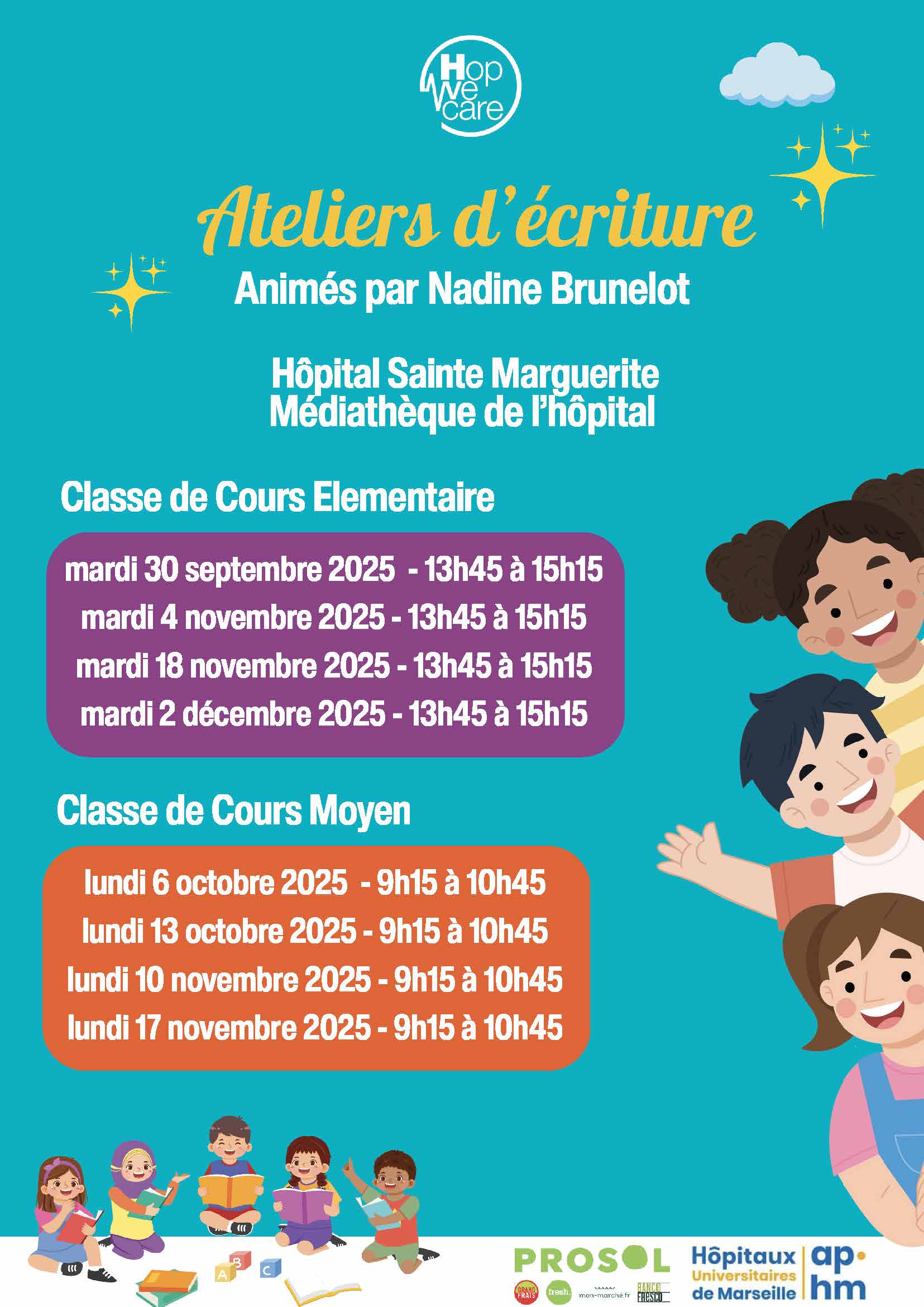 Affiche Atelier d’écriture — Hôpital Sainte-Marguerite
