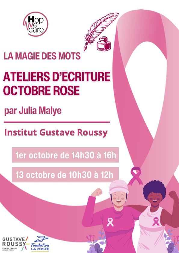 Affiche Atelier d’écriture Octobre Rose — Gustave Roussy