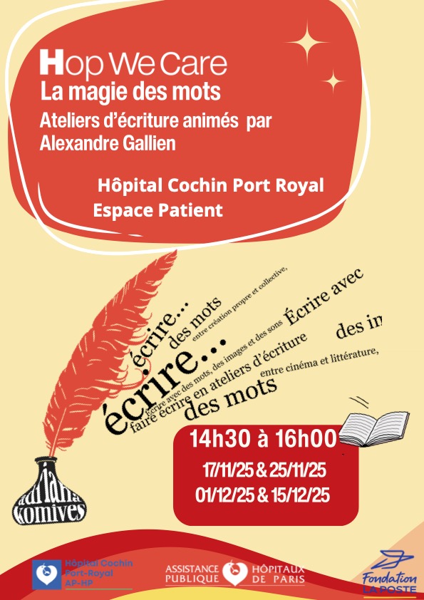 Affiche Atelier d’écriture — Hôpital Cochin-Port-Royal
