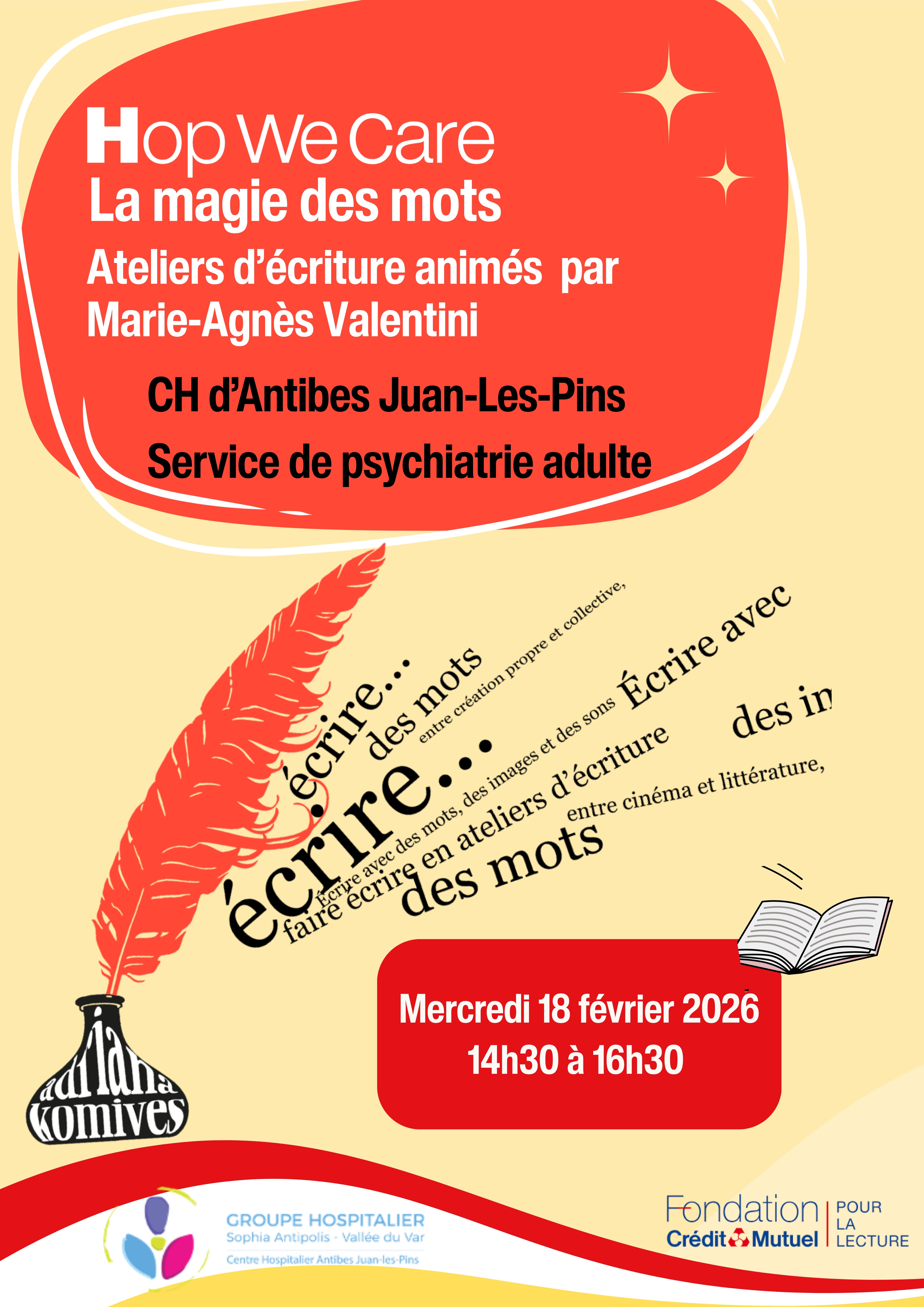 Affiche Atelier d’écriture — CH Antibes