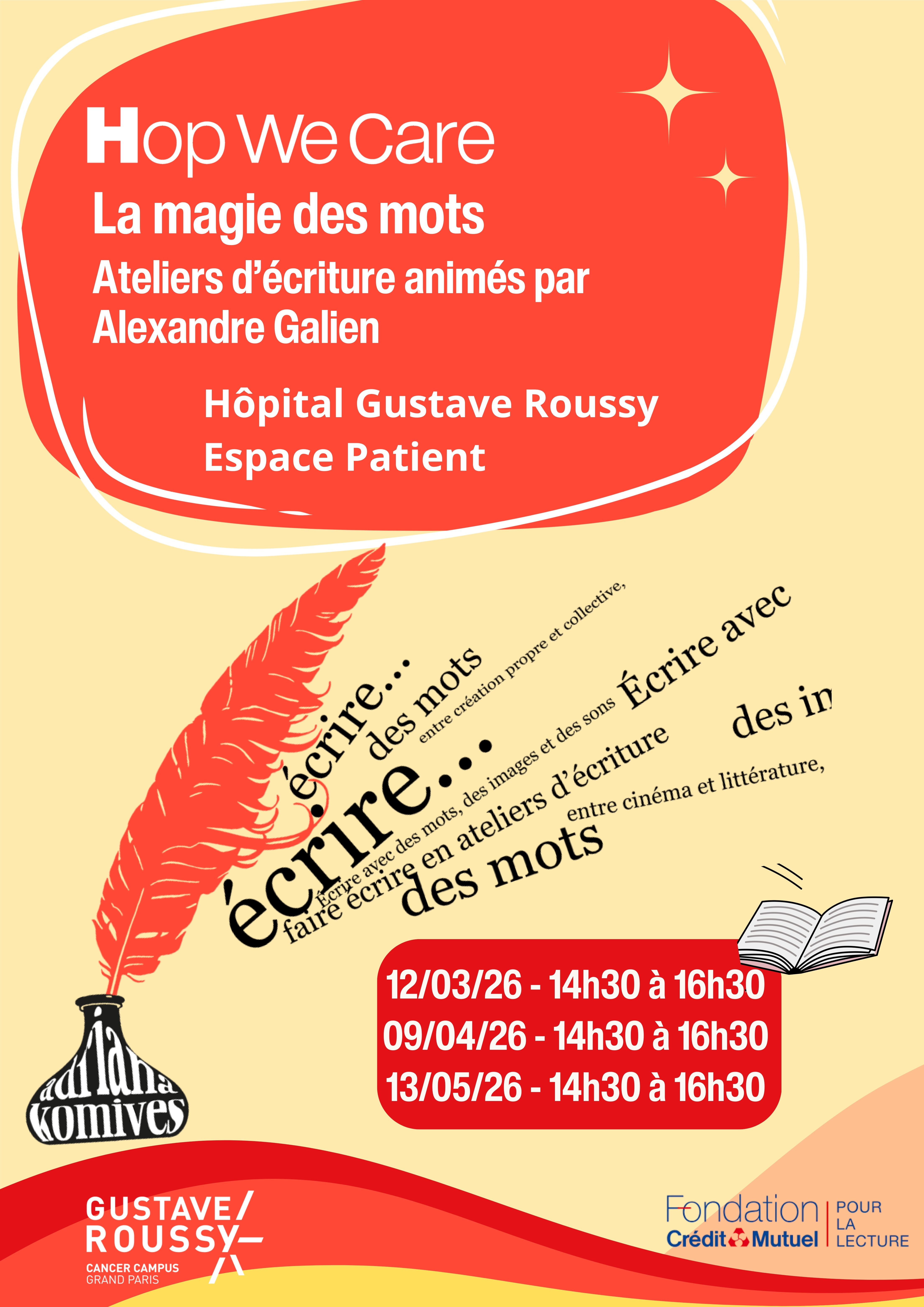 Affiche Atelier d’écriture — Hôpital Gustave Roussy