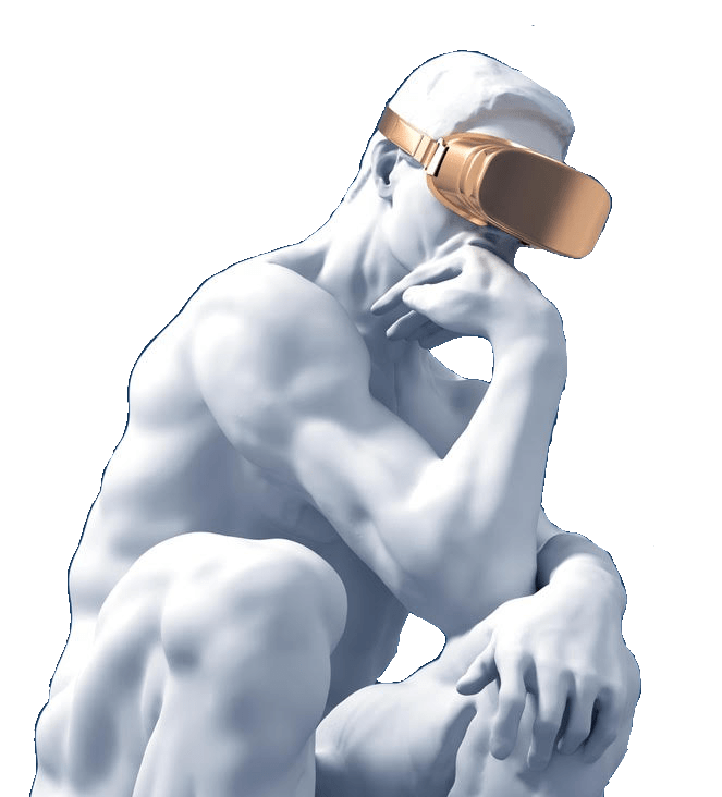 Statue avec casque de rÃ©alitÃ© virtuelle â€” HOP L'Immersion