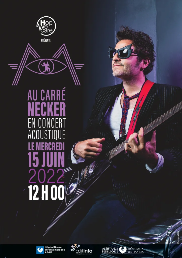 Affiche du concert de -M- Ã  l'hopital Necker le 15 juin 2022